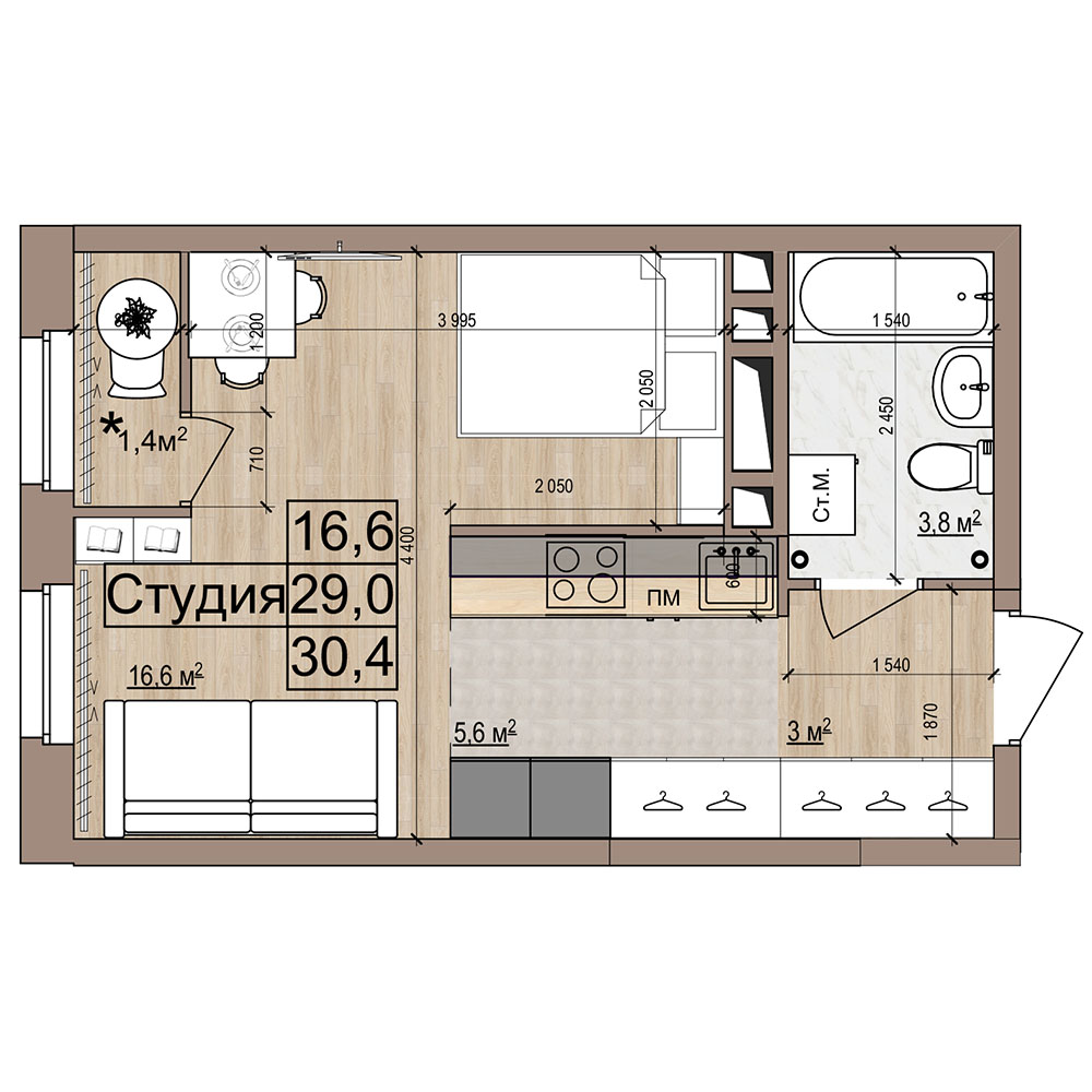 Планировка Студия