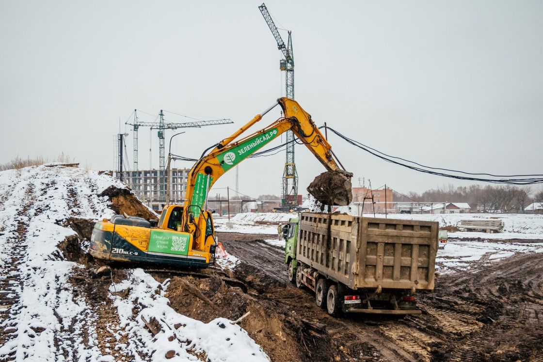 На строительной площадке ЖК «Окская стрелка» в Борках начался вывоз грунта